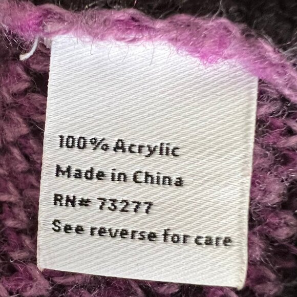 Nine West Purple & Black Plaid Knit Balloon Sleeve Mock Turtleneck Sweater - Picture 8 of 8